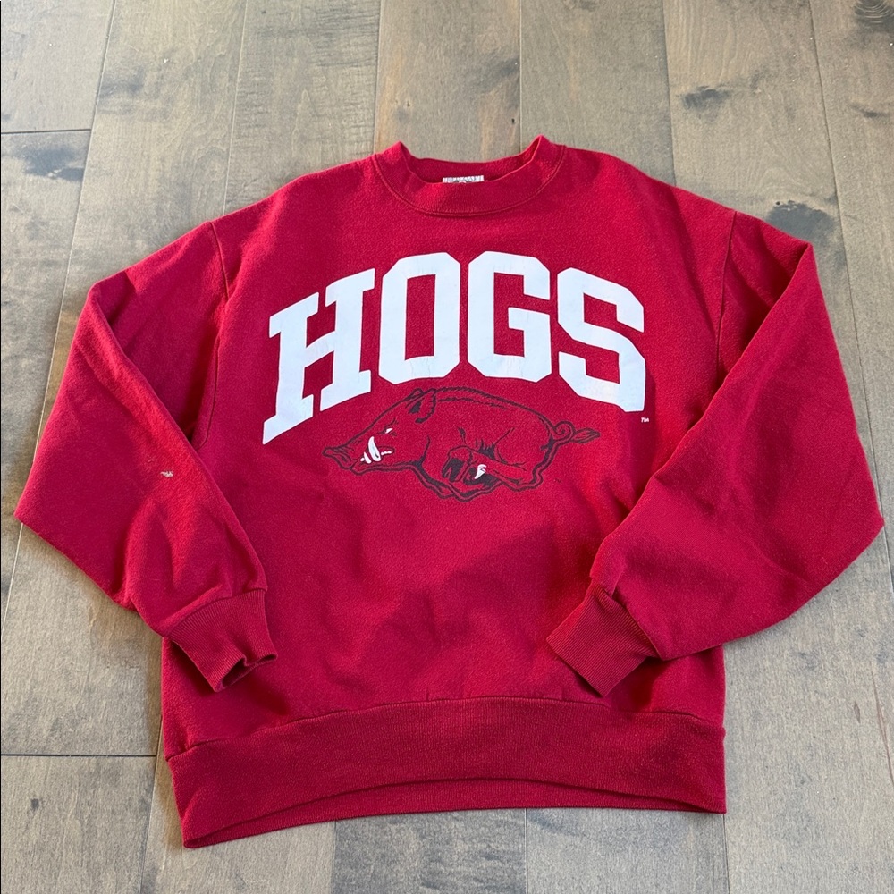 Vintage Arkansas Razorbacks Hogs Red Oak Crewneck Sweatshirt Medium